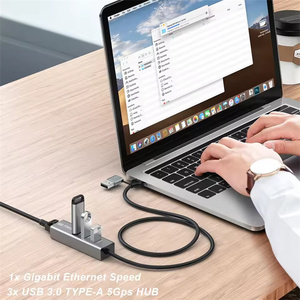 3 Ports USB3.0 HUB Station d'accueil USB vers Rj45 Gigabit Ethernet Adaptateur pour Windows <span class=keywords><strong>MacOS</strong></span> Ordinateur portable PC <span class=keywords><strong>4</strong></span>-en-1 USB 3.0 Type C HUB - Product Image 3