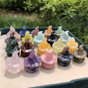 Wholesale Hand Carved Halloween Rose Quartz Obsidian Clear Quartz Crystal Pumpkin <b>Skulls</b> Crystal Crafts for Halloween Gift - Product Image 2