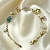 Bracelet en laiton plaqué or 18 carats avec pierres naturelles de forme libre, bijoux tendance pour femmes, cadeau