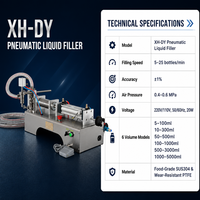 Machine de remplissage de liquides semi-automatique de haute précision à piston pneumatique en acier inoxydable XH-DY pour les bouteilles de nourriture, de boissons et d'huile
