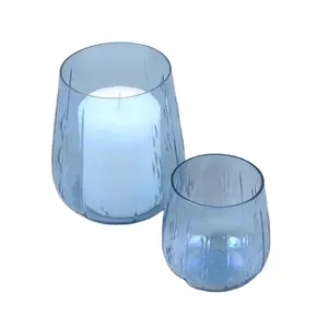 Aqua Blauw Glas Orkaan Kaarshouder Votive Voor Tafel Centerpieces Decor Hoge Kwaliteit Handgemaakte Glazen Kaars Votiefhouder