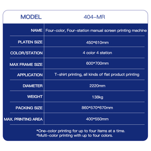 Manual 4-Station Silk Screen <b>Printing</b> <b>Machine</b> for T-Shirts New Condition 4-Color Paper Printer - Product Image 5