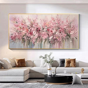 Nuovo Dipinto a Olio Astratto di Fiori di Ciliegio su Tela, Pittura con Texture Rosa, Arte Floreale Moderna per Soggiorno, Grande Decorazione Murale - Product Image 1