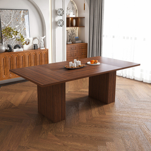 Table à manger moderne de style farmhouse de 78 pouces de long avec base de rangement, placage en bois naturel, MDF rectangulaire pour 6 personnes, idéale pour hôtel et appartement - Product Image 2