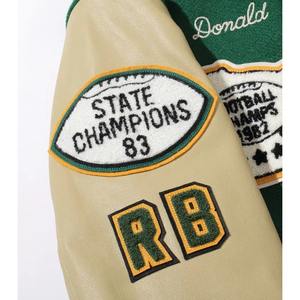 Veste universitaire d'équipe personnalisée, baseball, collège, hiver, col montant, patch en chenille et broderie, logo personnalisé, OEM, uni teint - Product Image 5