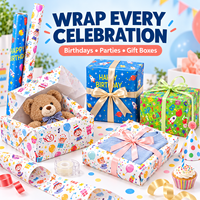 Rouleau de papier cadeau d'anniversaire haut de gamme 80 g/m² enduit, imprimé personnalisé, coloré, pour emballage décoratif de fête, fournisseur en gros