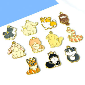Pendentifs en émail de chat et de <span class=keywords><strong>chien</strong></span> de dessin animé, breloques en métal, fabrication de bijoux faits à la main, accessoires de fabrication de colliers et de boucles d'oreilles mignons pour animaux - Product Image 4