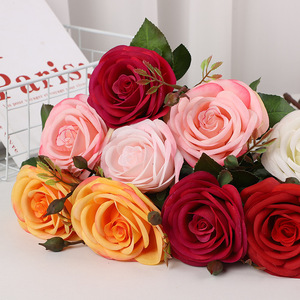 <b>Artificial</b> Roses Single <b>Stem</b> High Simulation Silk Flowers Wedding Home Decor Bouquet Pink White Orange Red Purple Light Pink - Product Image 4