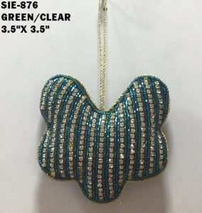 Elegante Adorno Colgante de Mariposa Verde Bordado a Mano con Cuentas Transparentes para Decoración Festiva del Hogar y Fiestas - Product Image 1