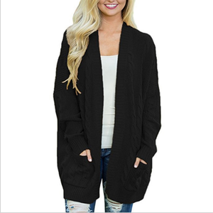 Cardigans ouverts pour femmes chandails à manches longues en tricot épais vêtements d'extérieur MD-LONG amples avec deux poches - Product Image 4