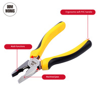 Pince combinée JOEPON OEM en acier au chrome-vanadium, mâchoires dentelées, poignée en PVC souple, 6, 7, 8 pouces, outils de coupe industriels