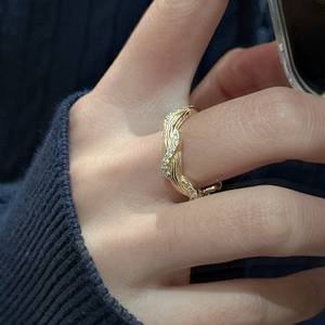 Bague en argent pur S925, motif torsadé vintage, design de niche, bijoux légers et tendance, simple, empilable, incrustation en forme de chiffre - Product Image 3