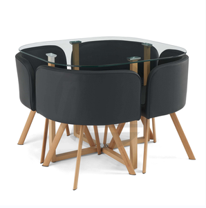 Bộ bàn ăn thiết kế đơn giản, chân kim loại, ghế ăn bằng vải, dành cho 4 người - Product Image 1