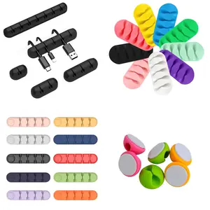 Desktop wall charging cable storage holder can washed silicone usb Cable Winders Holder Clip Organizer