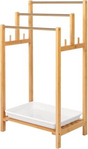 <span class=keywords><strong>Porte</strong></span>-serviettes en bambou pour salle <span class=keywords><strong>de</strong></span> bain, barre <span class=keywords><strong>de</strong></span> serviettes <span class=keywords><strong>de</strong></span> <span class=keywords><strong>plage</strong></span> autoportante à 3 niveaux, <span class=keywords><strong>porte</strong></span>-serviettes en bois avec étagère <span class=keywords><strong>de</strong></span> rangement inférieure pour le bain - Product Image 3