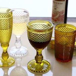 European Embossed Stemmed <b>Wine</b> Glass Multicolor Vintage <b>Goblet</b> Ideal for Wedding Ceremony Home Bar Daily Drinking Table Decor - Product Image 4