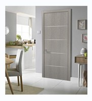 Porte intérieure moderne en bois massif composite avec protection d'angle insonorisante et finition mélamine
