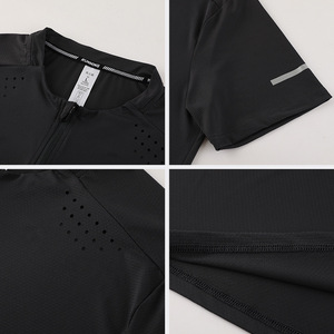 T-shirt sport en maille respirant à séchage rapide, à col rond, uni, en polyester, fin, pour homme, pour l'été - Product Image 4