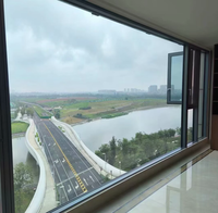 Fenêtre coulissante en aluminium à rupture de pont thermique sur mesure, triple vitrage isolant, fixe, moderne, résidentielle et commerciale, à économie d'énergie