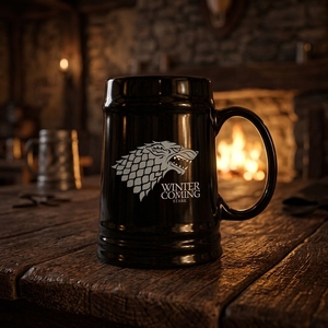 Tasse en porcelaine, verre, chopes, mug, tasse à bière en céramique noire de 900 ml, taille et forme personnalisées - Product Image 1