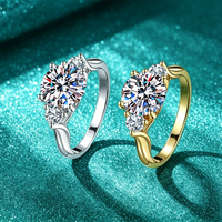 Bague en Moissanite couleur D 2 carats, argent sterling S925, taille brillant rond, Moissanite VVS1, bague de mariage pour femme, vente en gros d'usine.