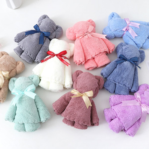 Toallas de coral suaves y absorbentes con forma de oso Jin Ao, en caja de regalo para eventos festivos y bodas. - Product Image 4