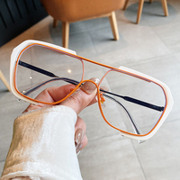 Lunettes de soleil polygonales vintage orange et violettes personnalisées avec logo, montures surdimensionnées en alliage transparentes pour femmes et hommes