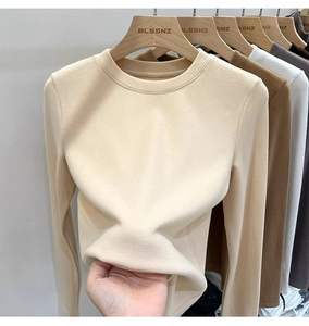 Maglia <span class=keywords><strong>Termica</strong></span> da <span class=keywords><strong>Donna</strong></span> RUICHI in Velluto Tedesco 230GSM 1*1 Rib, <span class=keywords><strong>T</strong></span>-<span class=keywords><strong>Shirt</strong></span> Base Layer Spazzolata a Collo Tondo - Product Image 1