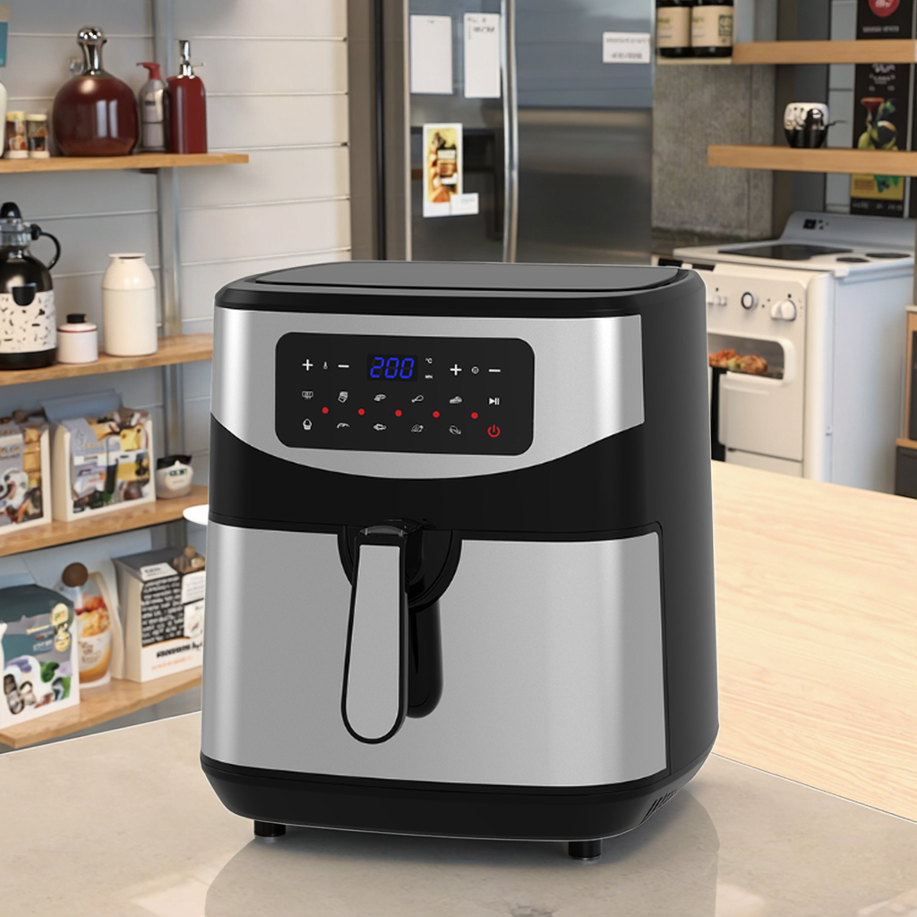 1800W Smart Air Fryer 7.5L Stainless Steel Nonstick Pot Household Cooking Electric Touch Screen Air Fryer