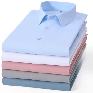 Camicie a Maniche Lunghe in Seta ModaL Traspirante Tinta Unita Bianche Taglie Forti 8XL per <span class=keywords><strong>Uomo</strong></span> Abbigliamento Formale da Ufficio Primaverile - Product Image 2