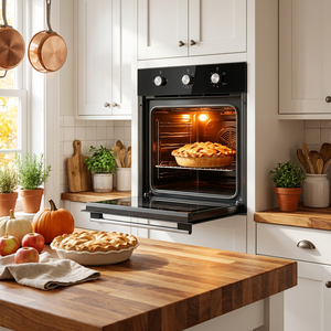 <span class=keywords><strong>Horno</strong></span> empotrado de <span class=keywords><strong>gas</strong></span> y eléctrico de 60 cm con superficie de cocción de esmalte de fácil limpieza, 71L, encendido automático único, puerta doble de vidrio templado - Product Image 1