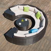 Neues Design Hotel Villa Park Garten Patio Wetterfest PE Rattan Hand gewebtes rundes Outdoor-Sofa