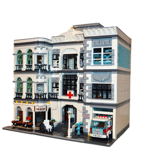 Jiestar 89135 Street View Expert Hospital Emergency Modular Assembly Square <span class=keywords><strong>Bank</strong></span> MOC Building Block Bricks Toys Set - Product Image 1