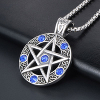 Collier pendentif étoile à cinq branches en alliage de zinc avec cristaux bleus sertis clos, origine Dongguan, bijoux cadeau SP417