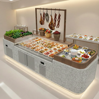 Réfrigérateur commercial à double température en acier inoxydable à refroidissement direct, 2 portes, pour viande, avec contrôle par application et éclairage LED