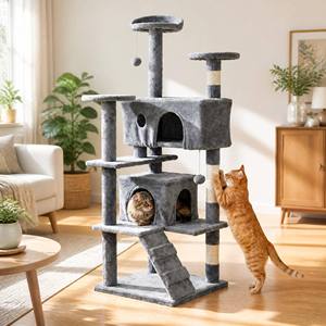 Arbre à chat <span class=keywords><strong>en</strong></span> gros, directement de l'usine, robuste <span class=keywords><strong>en</strong></span> bois, avec lit pour chat et griffoir, pour chats de grande taille et poids lourd, export - Product Image 2