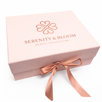 Boîte rigide cosmétique recyclable personnalisée pour ensemble de soins de beauté, fermeture à ruban, logo personnalisé, OEM ODM, usine