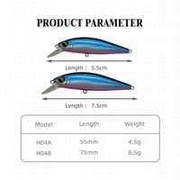 Leurre Minnow OEM 55mm 4.5g 75mm 8.5g pour la pêche en mer, leurre coulant à longue portée pour perche et brochet, avec bouche relevée pour la pêche à la mouche morte