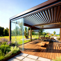 Pergola extérieure moderne en alliage d'aluminium, écologique, pour usage en extérieur, revêtement électrostatique en poudre, éclairage LED, respirante, durable