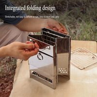 Barbecue portable léger et compact en acier inoxydable, pliable, au charbon de bois et au bois de chauffage, petit format