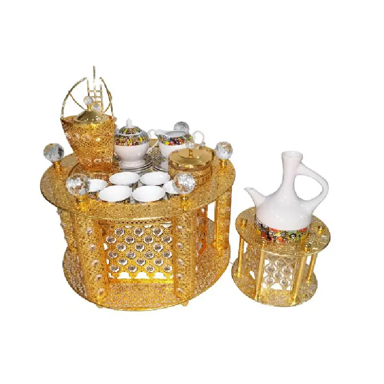 2024 new design habesha decorative metal popular ethiopian mid-east coffee rekebot table tray set