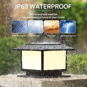 Outdoor Waterdichte Solar Pillar Lights Home Decor Kolom Licht Ip65 Waterdicht Led Tuin Solar Hek Verlichting Met E27 Basis - Product Image 2