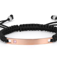 Bracelet en cuir pour homme en acier inoxydable avec un seul zircon cubique, bracelet réglable pour homme, bijoux uniques pour homme