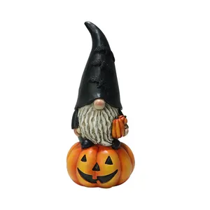 2024 Neuheit Halloween Serie Gnome Kürbis Figur im Trend Harz Modell Garteneinrichtung und Dekoration