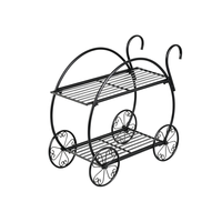 Support à fleurs en métal à 2 niveaux, petit présentoir en forme de chariot, adapté à la décoration de mariage, au balcon, au jardin, aux pots de fleurs