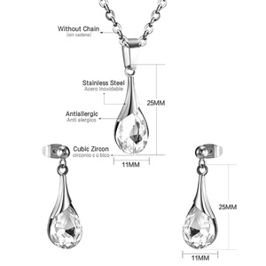 Ensemble de bijoux en zircon en gros, boucles d'oreilles et pendentif tendance en acier inoxydable pour femmes, parures de bijoux dorés imposantes - Product Image 6