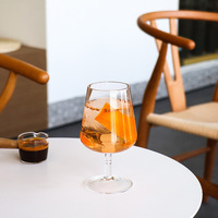 Copa de cóctel de lujo transparente ecológica de tallo corto con diseño acanalado, copa de vino, copa de postre, vaso para whisky, brandy y zumo