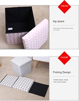 30*30*30cm Usine Design Personnalisé Motif Imprimé Rayé à Carreaux Salon Tissu de Luxe Usage Domestique Banc de Rangement Tabouret