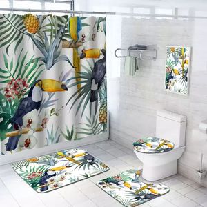 <span class=keywords><strong>Amazon</strong></span> Tropical Square 3D Polyester Imprimé Floral Oiseaux Perroquet Rideaux de <span class=keywords><strong>Douche</strong></span> avec Tapis - Product Image 1