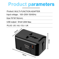 Meilleures ventes Adaptateurs de voyage avec USB C 20W PD Adaptateur de chargeur rapide Convertisseur de prise électrique Adaptateur de voyage universel dans le monde entier